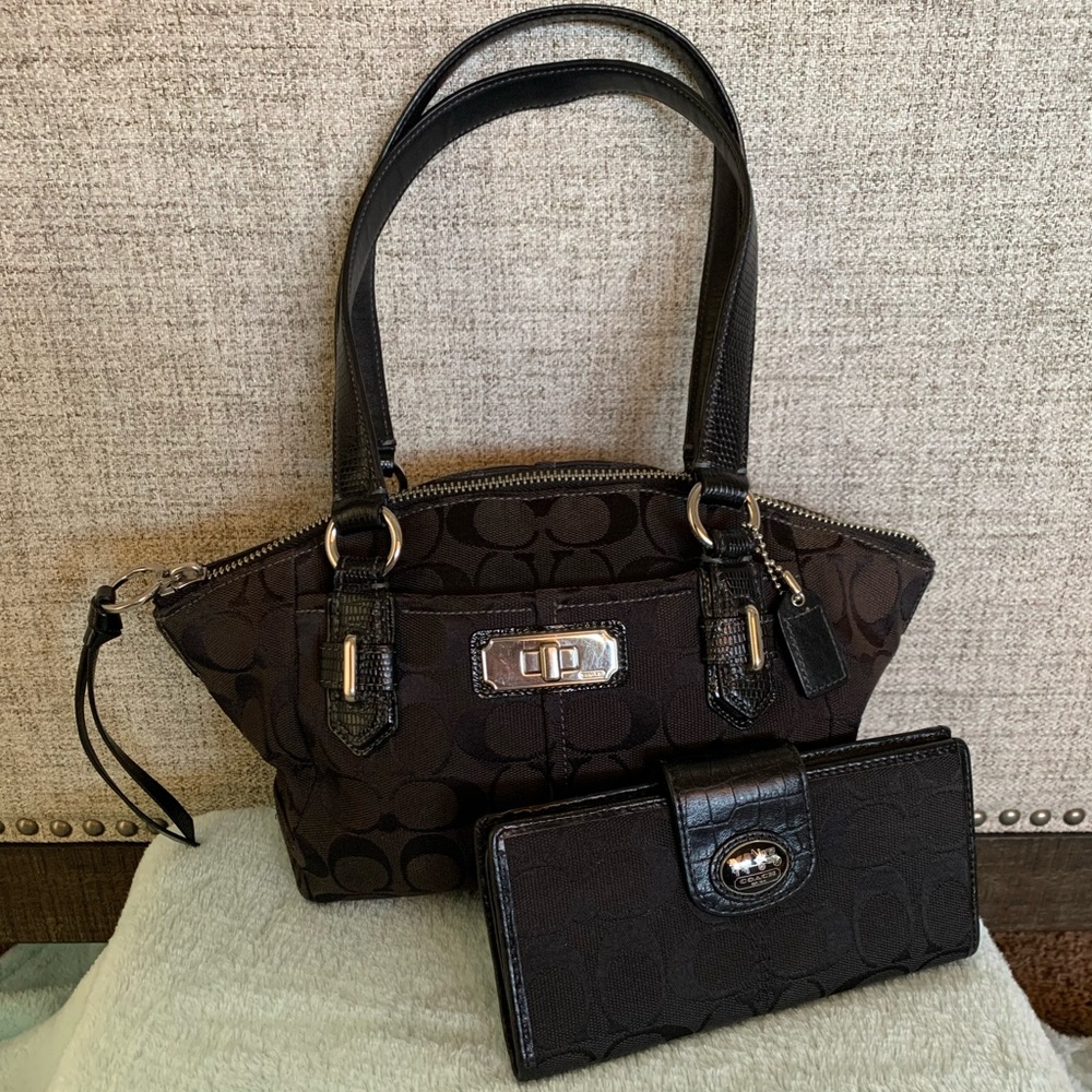 Coach black small purse with wallet.